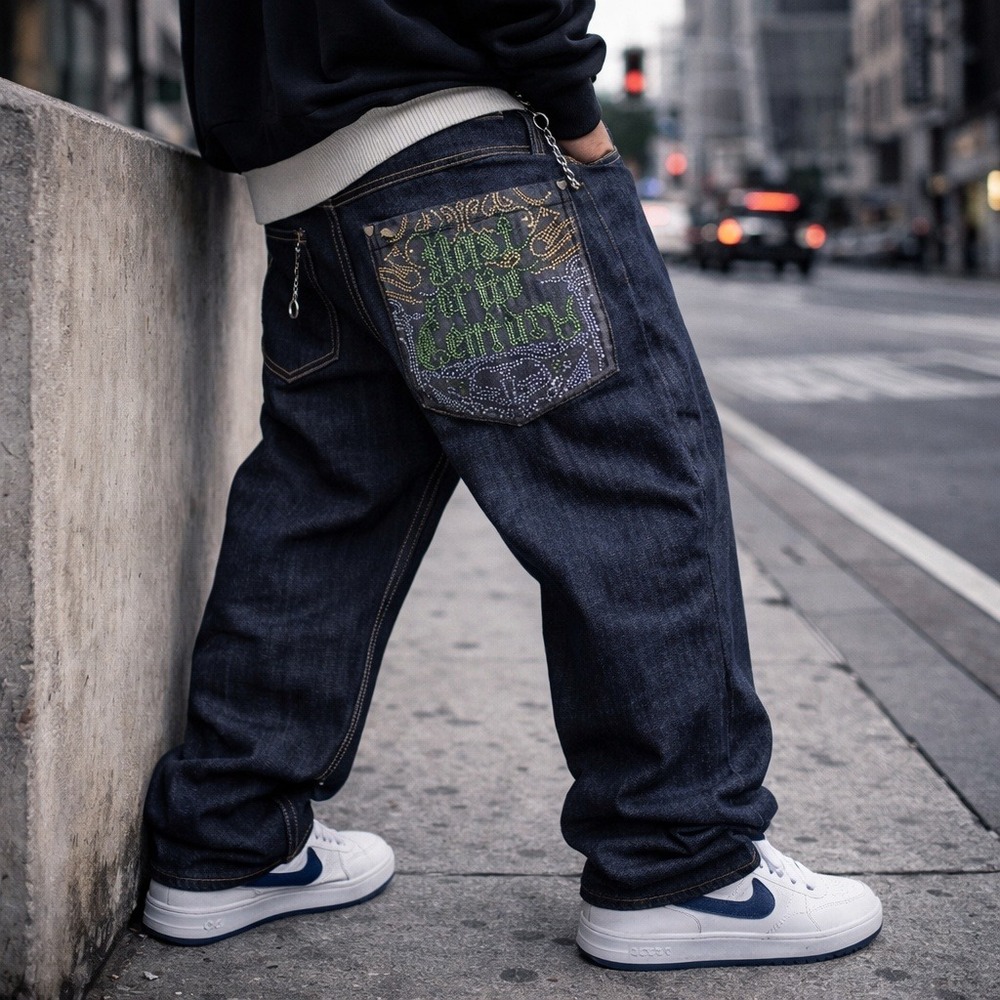 Artful Dodger Jeans 42x33 Baggy Y2K Hip Hop Denim Rhinestone Skater Heist